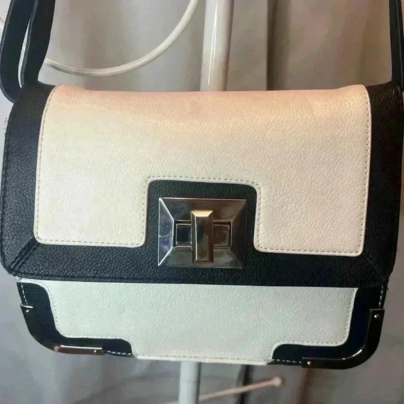 Express Black and White Vegan Leather Crossbody bag - Picture 2 of 8